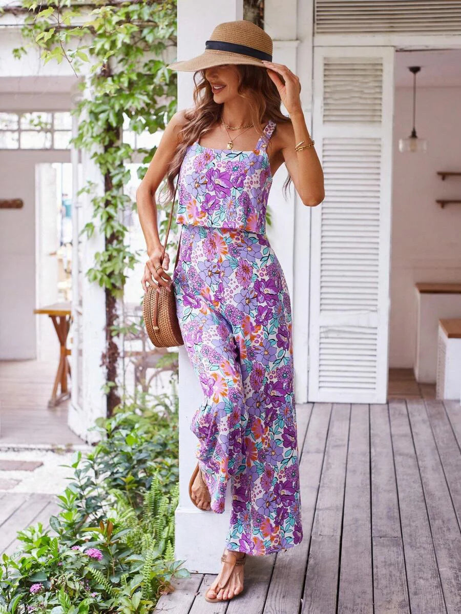 Summer Women's Print Jumpsuits,Sexy Halter Beach Long Jumpsuits,Jump Suit Woman,Jumpsuit Women Sexys,New 2025 Clothes,Rompers