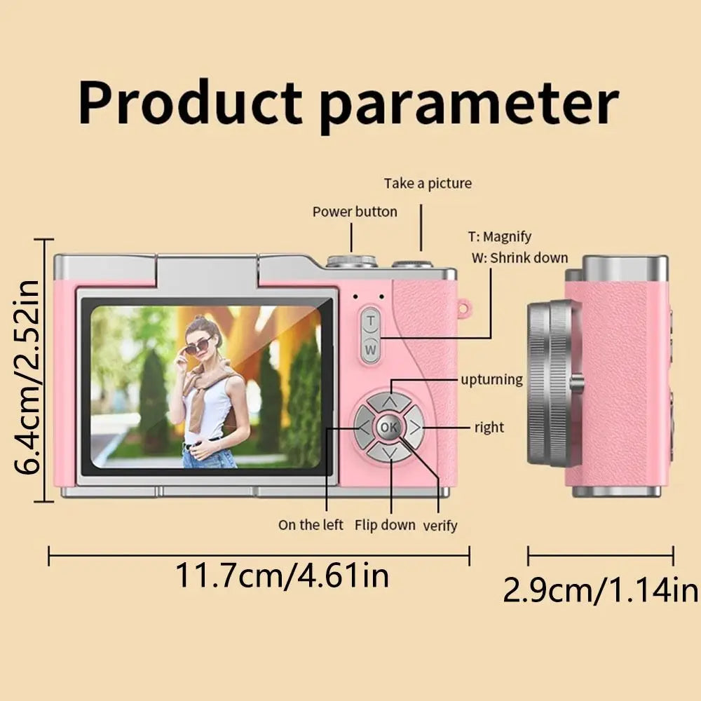 High-Definition HD Digital Camera 4K 48MP 8X Digital Zoom Video Camcorder CCD with Hanging Straps Flip Screen