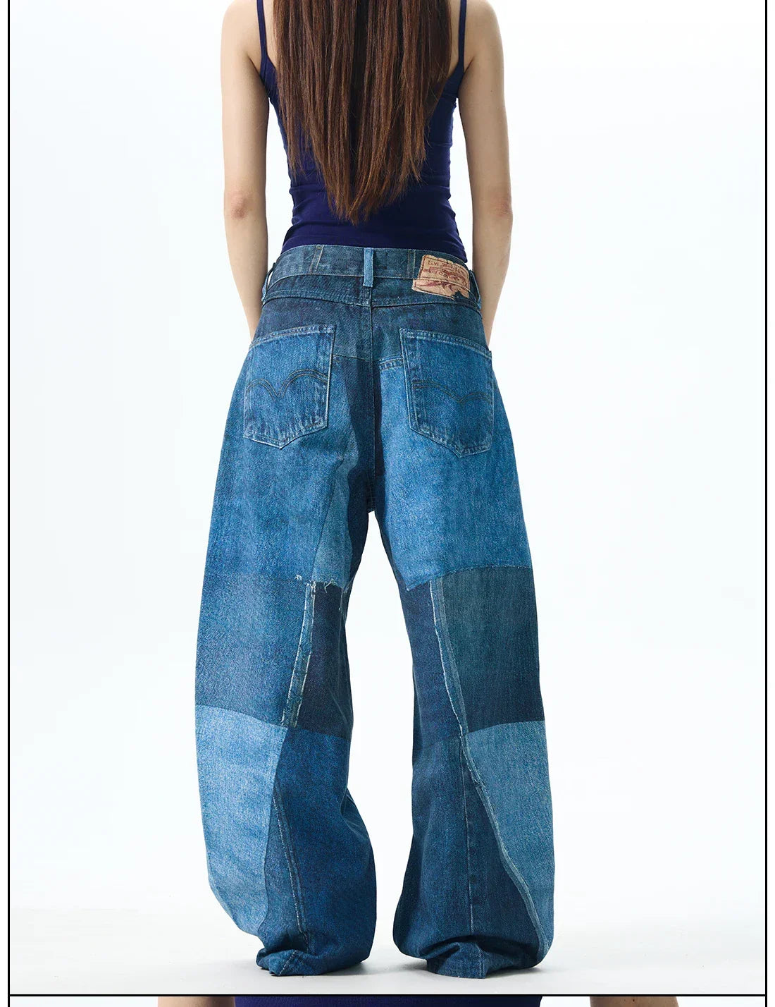 G6676# Blue Men Women Jeans Fashion Vintage Streetwear Y2K Wide Leg Jean Trouser Baggy Denim Pants