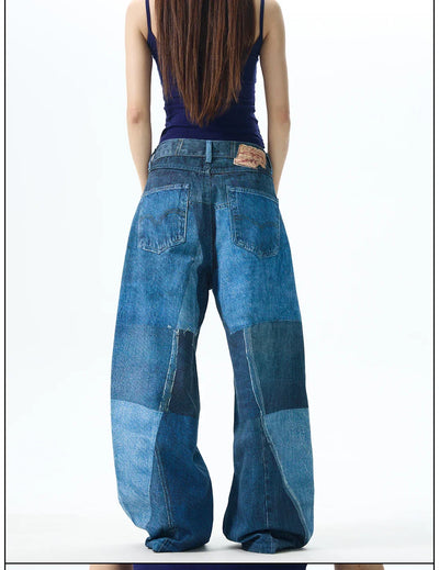 G6676# Blue Men Women Jeans Fashion Vintage Streetwear Y2K Wide Leg Jean Trouser Baggy Denim Pants