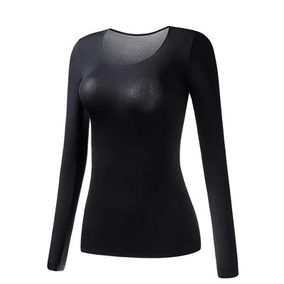 Women's Thermal Underwear Autumn Winter Bottoming Shirt Long-sleeved T-shirt Thin Thermal Top Second Women's Thermal Skin L-XL