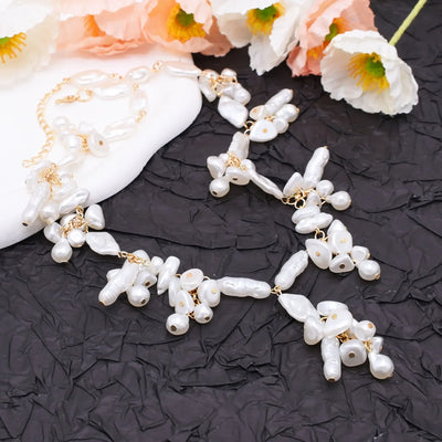 Luxury Baroque Irregularity Pearl Necklace Double Layered Jewelry for Women Fashionable Long Chain Dress Female Accessory Gift