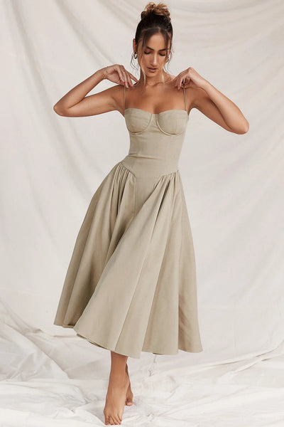 Summer Long Dresses for Women French Retro Spaghetti Straps Dress Corset Slim Sexy Elegant Classy Flower Print  Backless Dresses