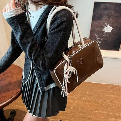 Designer Bowling Tote Women's Oversized Shoulder Bag, High-Capacity Office Handbag, Fashionable Minimalist Crossbody Purse