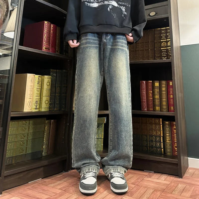 Autumn New Men's Jeans Baggy Straight Wide Leg Male Fashion Vintage Denim Pants Men Youth Popular Brand Streetwear Jean Trousers