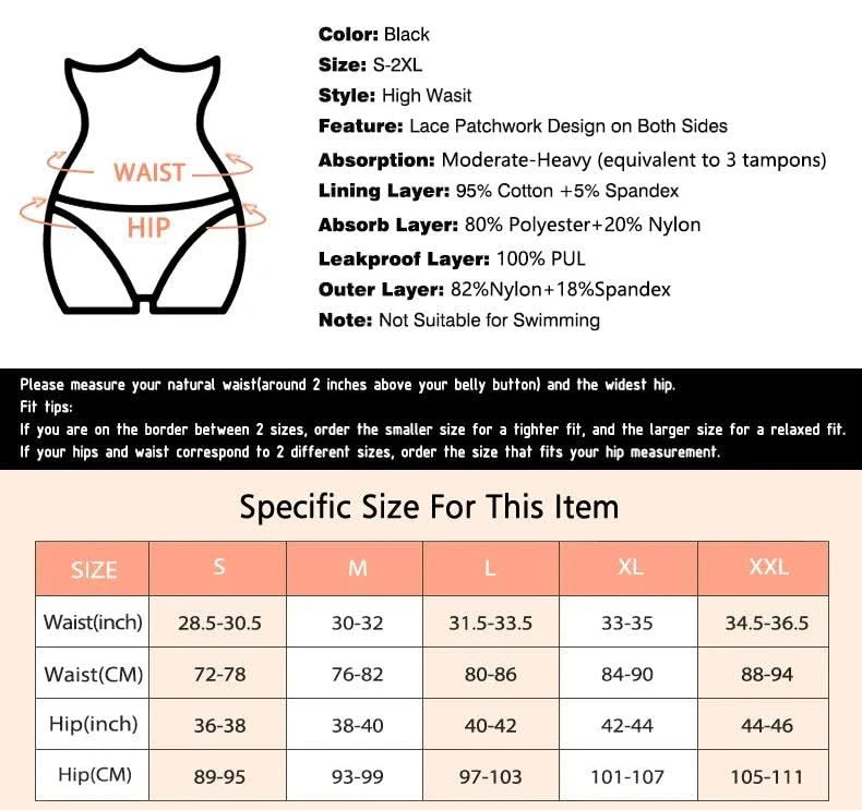 Women Period Underwear Leak Proof Panties for Menstruation Breathable Mesh Menstrual Panties High Waist Absorbent Period Panties