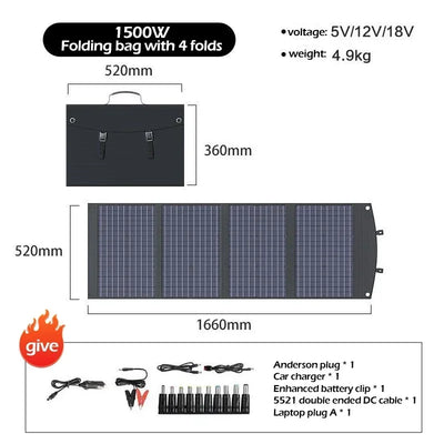 Flexible, Foldable, High Efficiency Solar Panel, Travel & Phone & Boat, Portable 12V 2000w 1500w 1000w 500w Solar Panel Kit