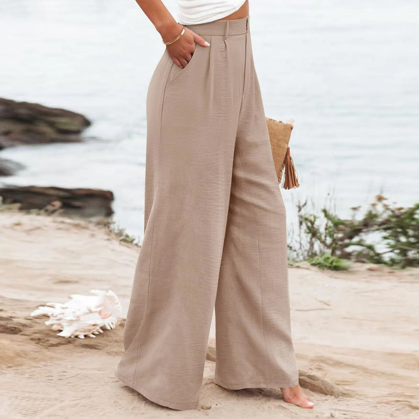 Women's Wide Leg Pants High Elastic Waisted In The Back Business Work Trousers Long Casual Pants Pants for Women Women’s Pants