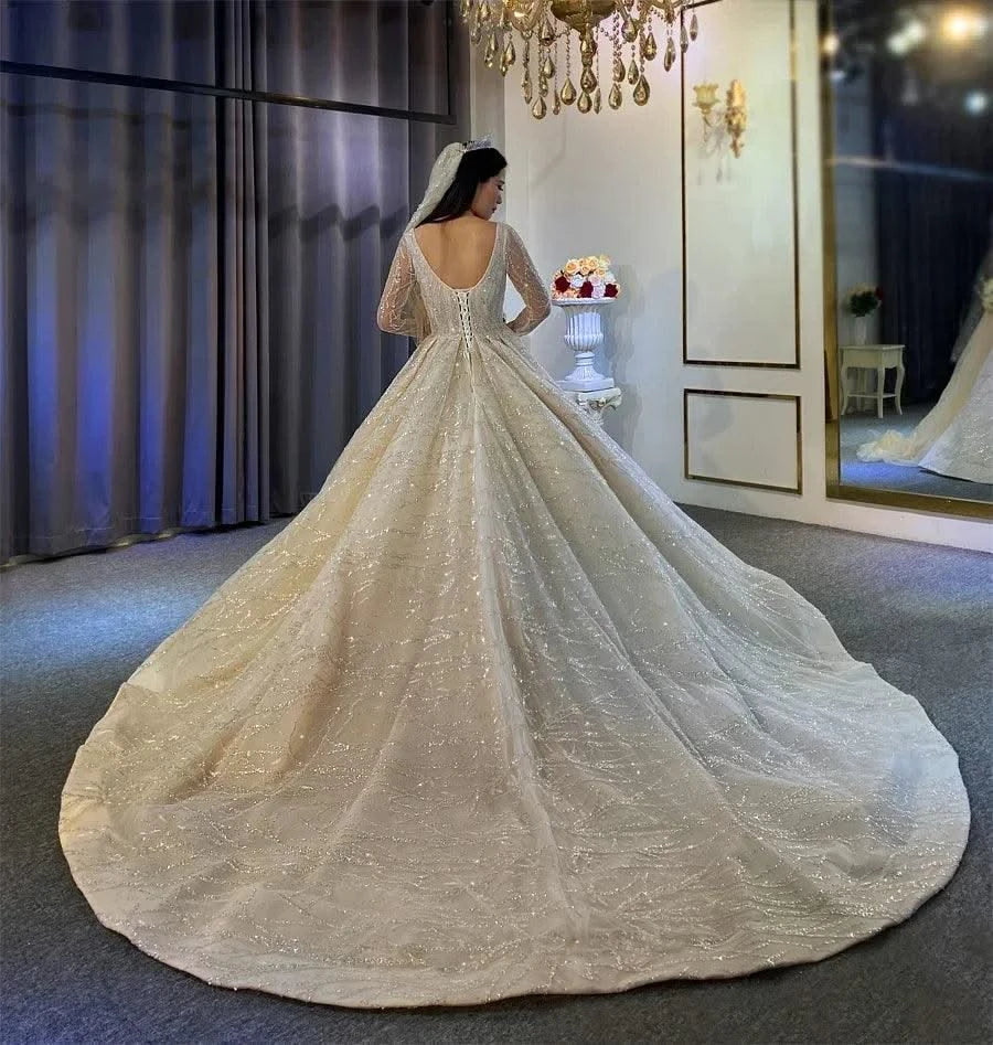 Customized wedding dresses O-Neck Sleeveless Robes Lace For Women
