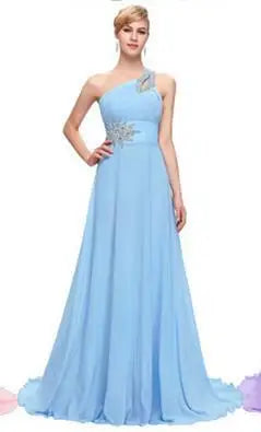 Women Wedding Party Evening Dresses Beaded Chiffon Long One Shoulder Pleat Formal Prom Gowns Vestidos De Fiesta Customized