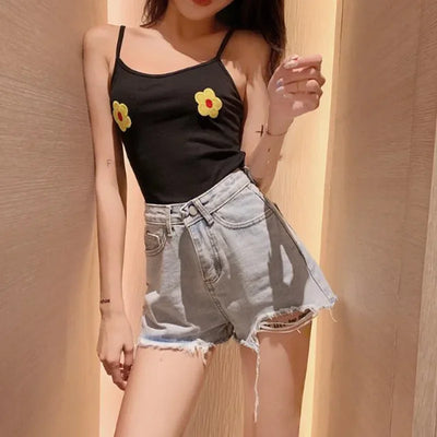Women's Shorts Graphic Blue Short Pants for Woman To Wear Sexy Denim Jeans Print Design Low Price Youthful Korean Style Clothing