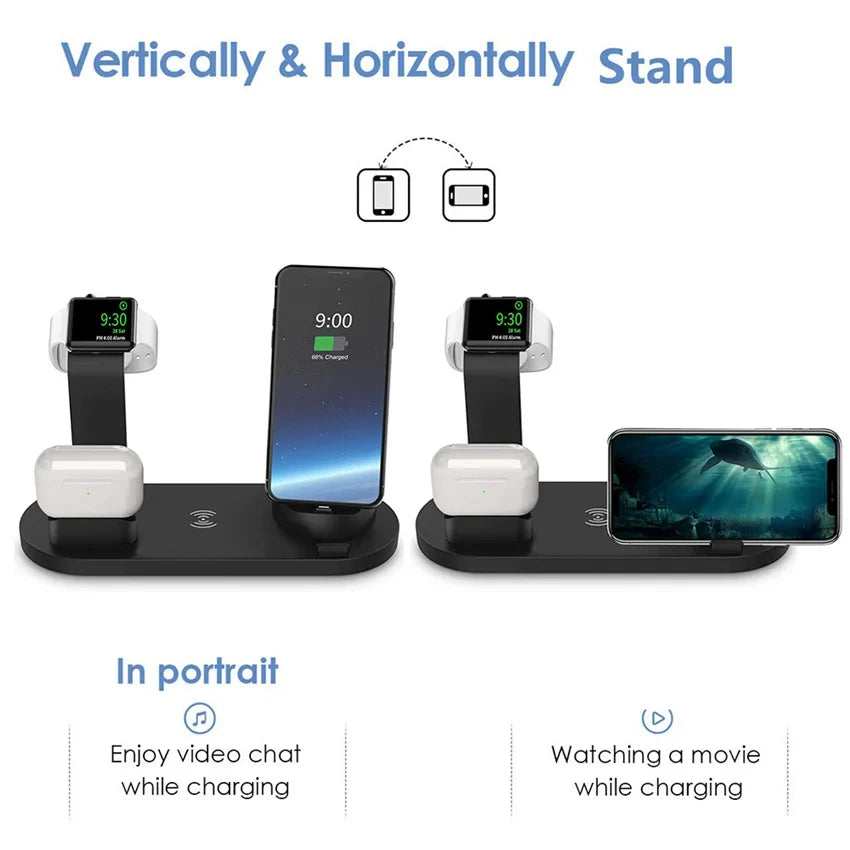 Universal Wireless Charging Station for iPhone 16, 15, 14, 13, 12, 11 Pro Max/Pro/Mini/Plus & for AirPods Pro 2 - Quick Charge