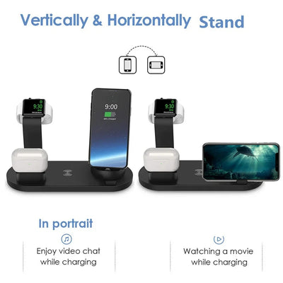 Universal Wireless Charging Station for iPhone 16, 15, 14, 13, 12, 11 Pro Max/Pro/Mini/Plus & for AirPods Pro 2 - Quick Charge