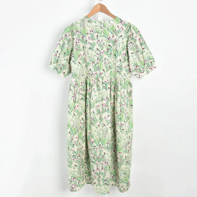 Women's Summer Dress Puff Sleeve V-Neck Half Sleeve Loose Comfortable Elegant dresss