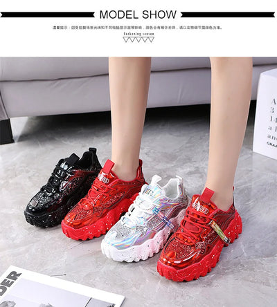 Woman’s Casual Sneakers Reflective Designer Tenis Shoes for Women Brand Fashin Platform Shoes Basket Sports Femme Walking Shoes