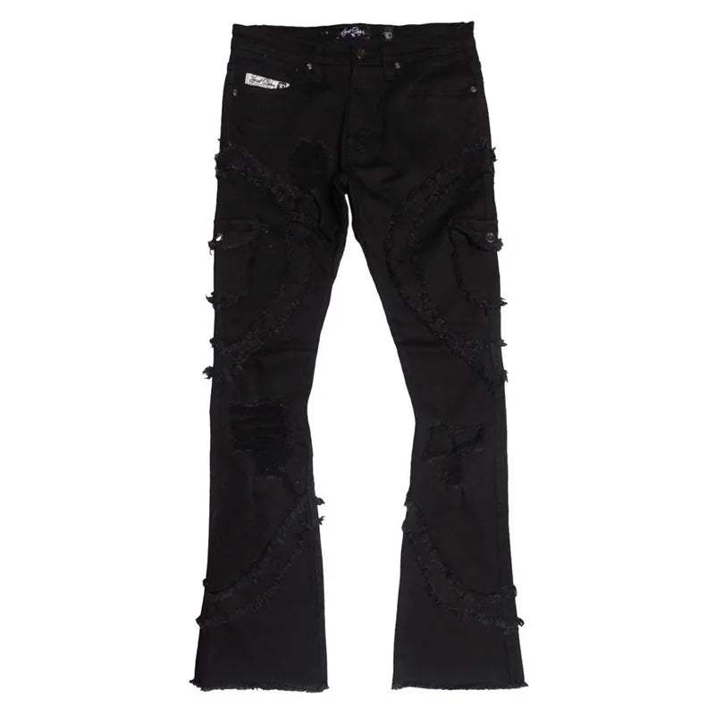 Men's Spring Autumn Casual Denim Pants Ripped Multi Pockets Slim Fit Jeans Trousers for Streetwear Punk Trendy Fashion Retro