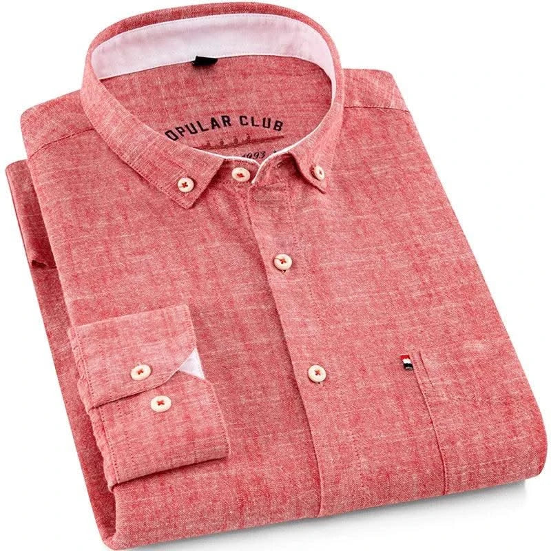 Mens Classic Cotton Linen Long Sleeve Shirts Japanese Style Comfortable Breathable Casual Fashion Slim Button Down Washed Shirts