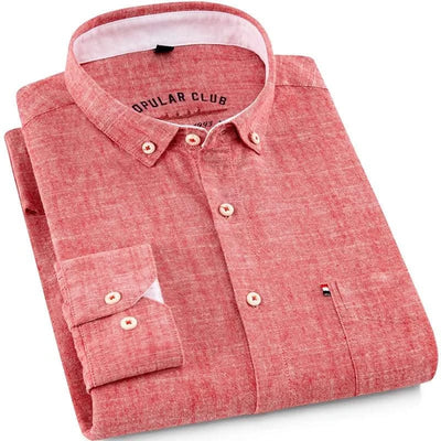 Mens Classic Cotton Linen Long Sleeve Shirts Japanese Style Comfortable Breathable Casual Fashion Slim Button Down Washed Shirts