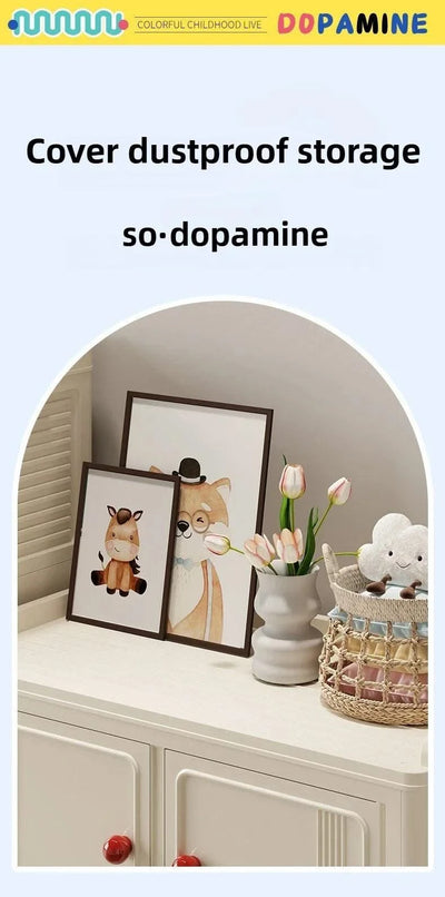 Home bedroom, children's storage cabinet, multi-layer snack cabinet, multifunctional large capacity dust-proof storage box