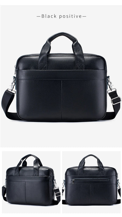 Hot selling men's bags, leather handbags, men's top layer cowhide briefcase, 14 inch computer file bag
