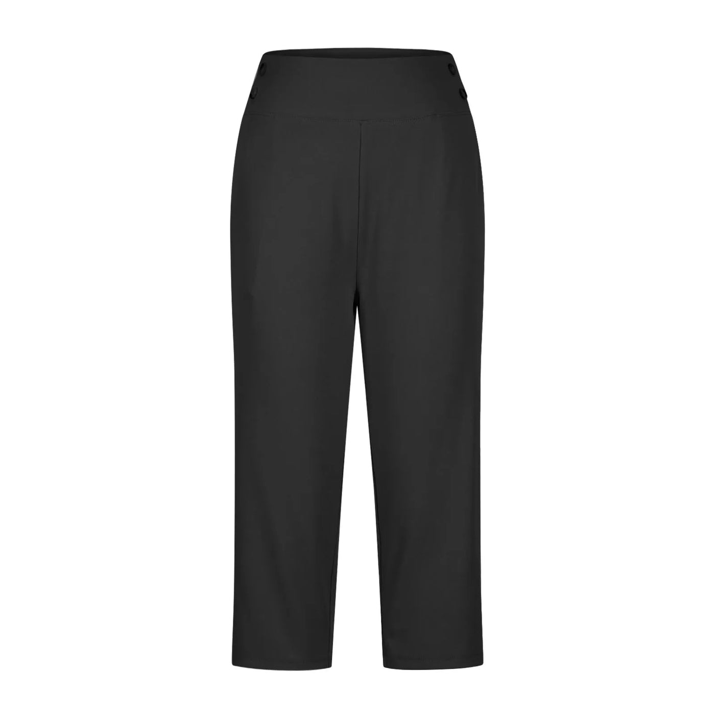 Women Elastic High Waist 3/4 Pant Casual Active Fit Wide Capris Leg Pants Trousers With Pockets Pants Woman брюки женские