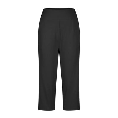 Women Elastic High Waist 3/4 Pant Casual Active Fit Wide Capris Leg Pants Trousers With Pockets Pants Woman брюки женские