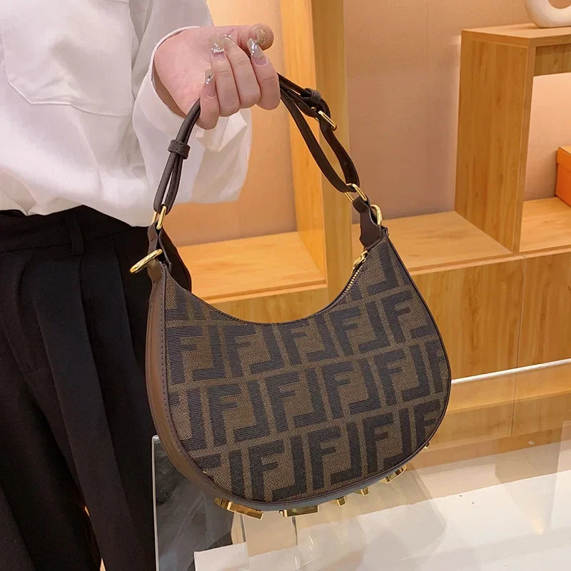 ‌2025 New Designer Underarm Bag Women Fashion Shoulder Handbag PU Leather Monogram Letter Print Crossbody Purse‌