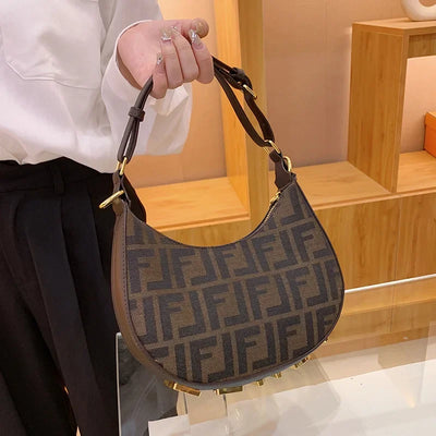 ‌2025 New Designer Underarm Bag Women Fashion Shoulder Handbag PU Leather Monogram Letter Print Crossbody Purse‌