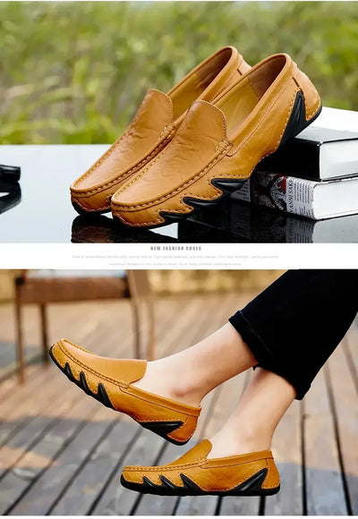 Autumn Shoes for Men Leather Casual Shoes Luxury Italian Men's Loafers Moccasins Breathable Black Versatile Driving Shoes 2024