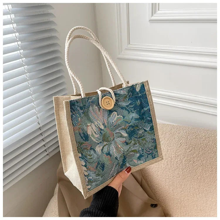 Women Ins Style Portable Hand Bag Linen Bag Students Handbags Fashion Ladies Top-handle Bags Designer Luxury Сумка Женская Bolsa