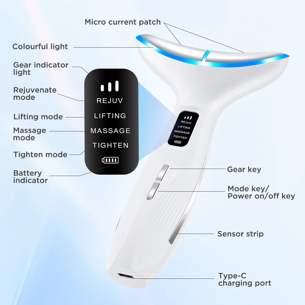 Neck Face Beauty Device 3 Modes Vibration Facial Massage for Neck Home Use Beauty Device Skin Tighten Face Lifting Machine