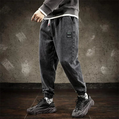 Spring Designer Fashion Men Jeans Retro Black Gray Vintage Casual Denim Harem Pants Ripped Jeans Men Wide Leg Taper Men Jeans