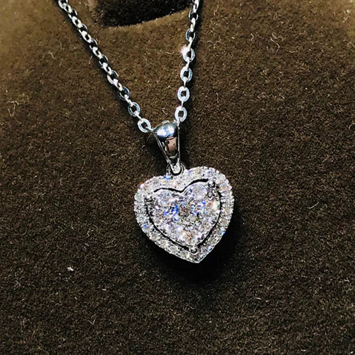 2ct Lab Diamond Solitaire Pendant Necklace 925 Sterling Silver Choker Statement Necklace Women Silver 925 Jewelry With Box Chain