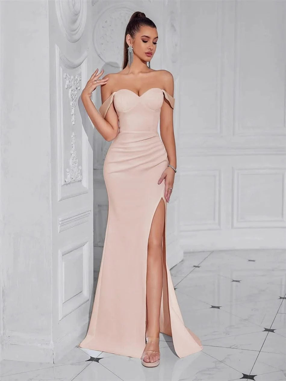 Cocktail Dress For Women Off Shoulder Sexy Floor Length Party Evening Night Outfit Club Formal Wedding Guest Maxi Gala Vestidos