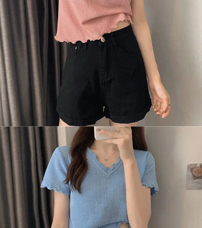 Oversized Summer Short Sleeve T-shirt Women's Foreign Style Versatile Slim Knitted Top Underlay