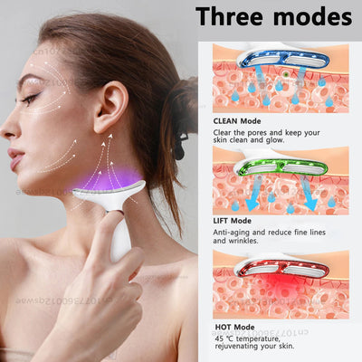 Neck Face Device Vibration Massage for Face and Neck Face Lifting Machine Microcurrents Red Light Therapy Anti Wrinkle