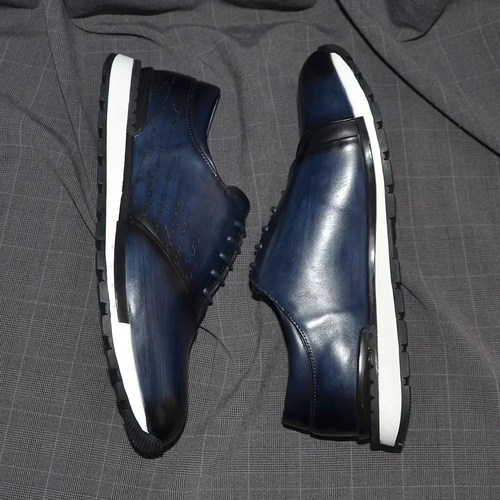 Luxury Brand Design Men's Oxford Shoes Fashion France Style Leather Sneakers Slip-on Casual Business Travel Non-slip Male Shoes