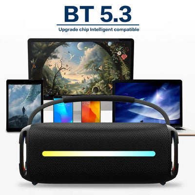 Portable Bluetooth 5.3 Speaker RGB Lantern Waterproof IPX6 High Power Audio Outdoor Wireless Speaker
