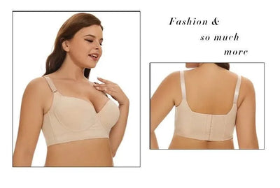 Dimmkof Full Back Coverage Push up Bras Women's Hide Back Fat Deep Cup Shapewear Fat Smoothing Uplift Underwire Bra For Big Bust