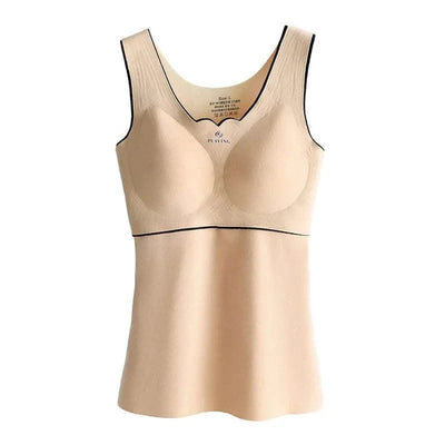 Thermal Underwear Velvet Vest Winter Women’s Solid Bottom with Chest Pad Camisole Slim Warm Sling Vest Female Thermal Underwear