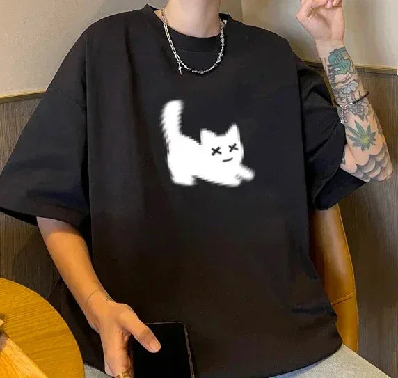 Women's T-shirts T Shirt White for Women Casual Summer Wear Cat Anime Print Fashion Tee Shirts Women's Clothing Fashion