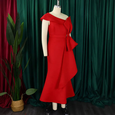 Elegant Dresses for Women 2024 New One Shoulder Ruffles Mermaid Floor Length Luxury Female Birthday Party Dinner Vestidos Mujer