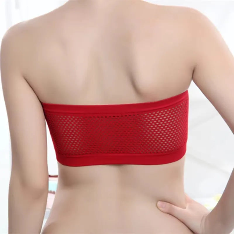 Breathable Strapless Bra for Women Summer Yoga Bustier Female Underwear Back Mesh Bralette Multicolour Lingerie Push Up Bras