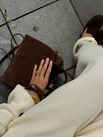 2025 Autumn Street Outfits Knitted Cardigan Pants Sets Women Single Breasted Lapel Sweater High Waist Wide Leg Trousers Suit