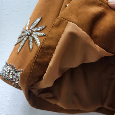 WTHT 2025 Spring Fashion Women's Rivet Flower Loose Casual Jacket New Trendy Long Sleeves Single Breasted Coat Female 1LS713