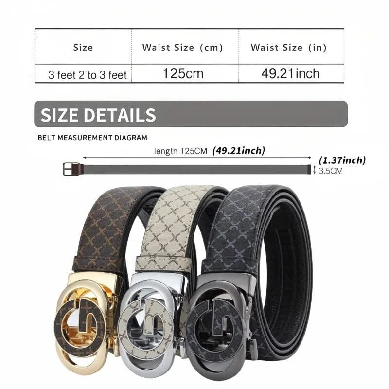 Men's Genuine Leather Belt With Automatic "G" Buckle - Fashionable Business Casual Style