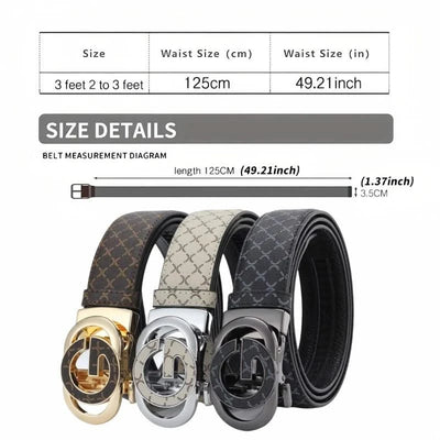 Men's Genuine Leather Belt With Automatic "G" Buckle - Fashionable Business Casual Style
