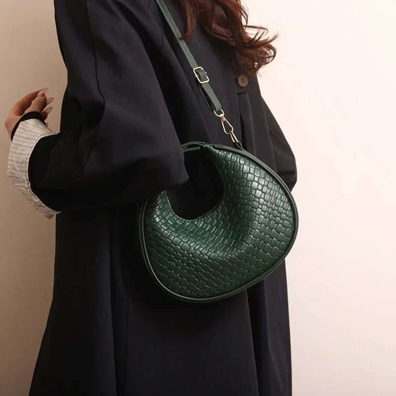 PU Leather Shoulder Bag Fashion Solid Color Lattice Crossbody Bag Small Bag Ladies Trend Luxury Designer Handbags