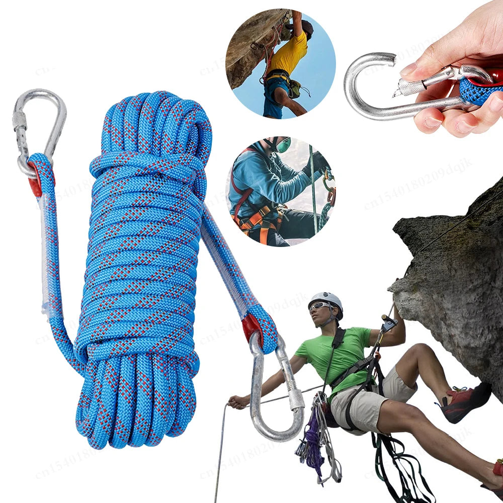 10mm Rock Climbing Rope 10M Outdoor Static Rapelling Rope for Fire Rescue Safety Escape Tree Climbing for Outdoor Sports