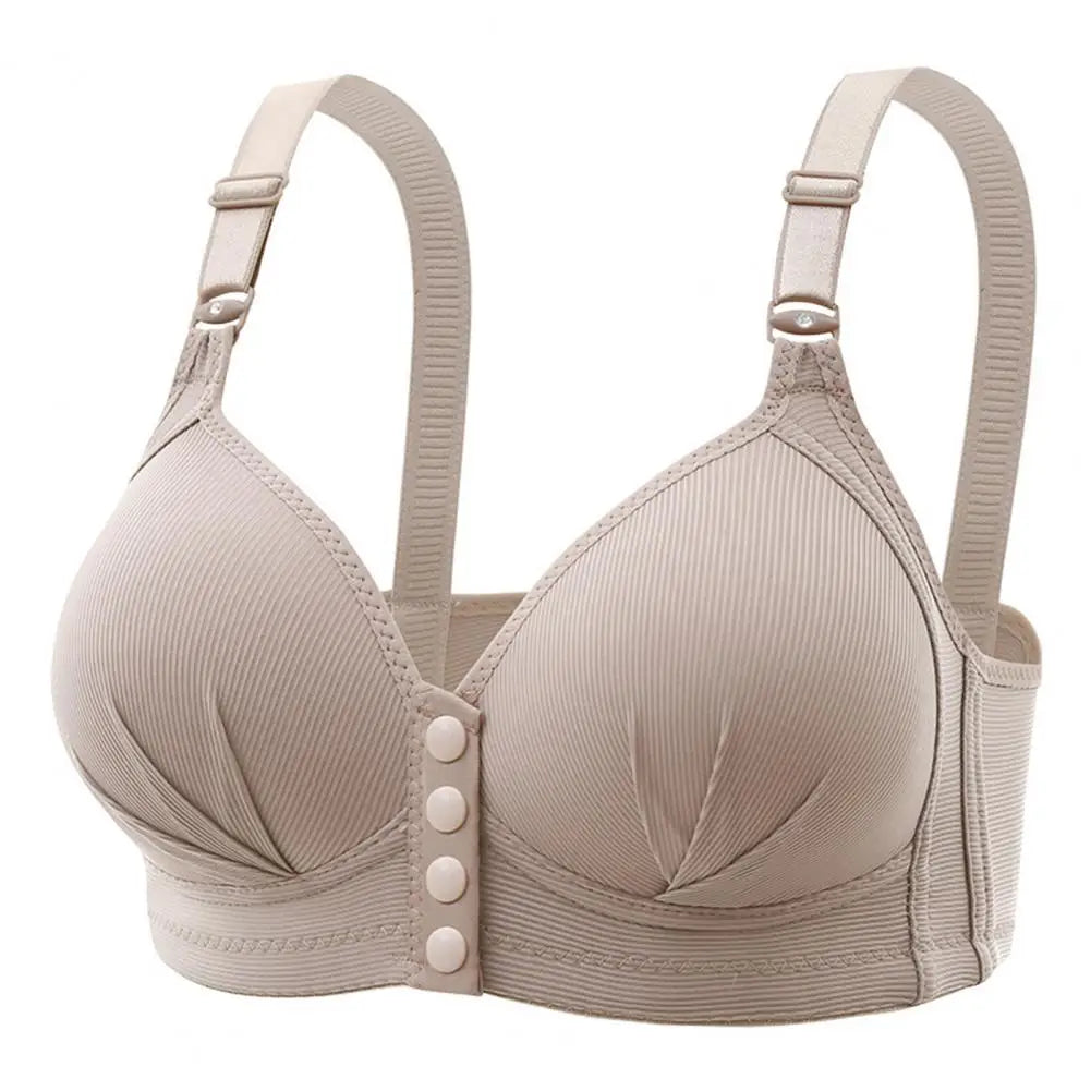 Breathable Bra Front Button Closure Push Up Bra for Women with Adjustable Straps Plus Size Support No Wire Design for Ladies